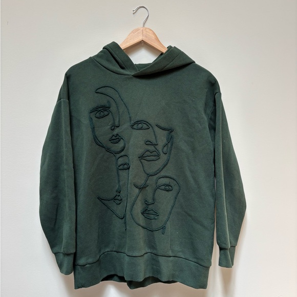Zara Tops - Cabincore Hoodie with Artistic Design